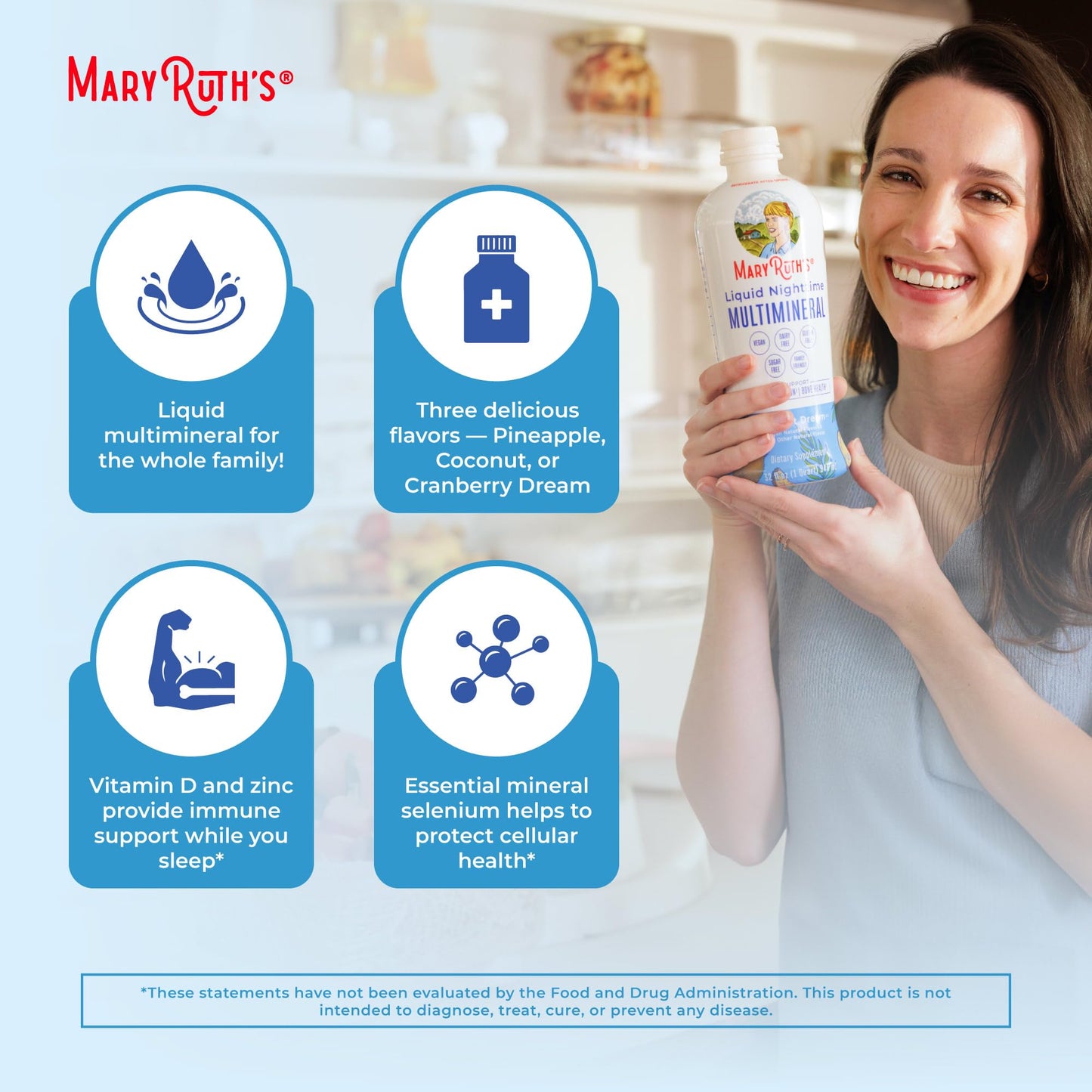 MaryRuth's Liquid Nighttime Multimineral | NO Melatonin | Bedtime Routine | Magnesium Citrate | Calcium | Zinc | Vitamin D3 | Vegan | Sugar Free | Gluten Free | 15.22 Oz