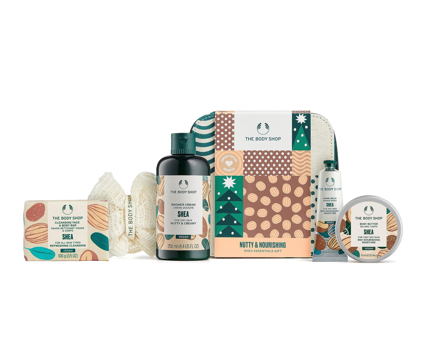 The Body Shop Nutty & Nourishing Shea Essentials Body Care Holiday Gift Set, Vegan, 5-Piece Set