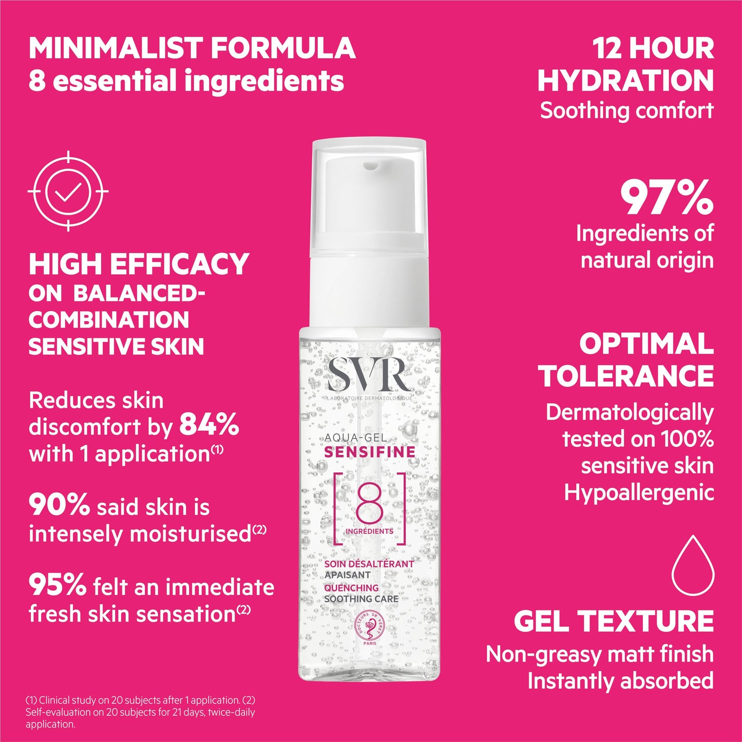 SVR - Sensifine Aqua Gel - Refreshing & Soothing Moisturizer with 30% Aloe Vera & Panthenol - For Combination, Oily, and Sensitive Skin Relief - Instant Cooling Effect - 1.3 fl.oz