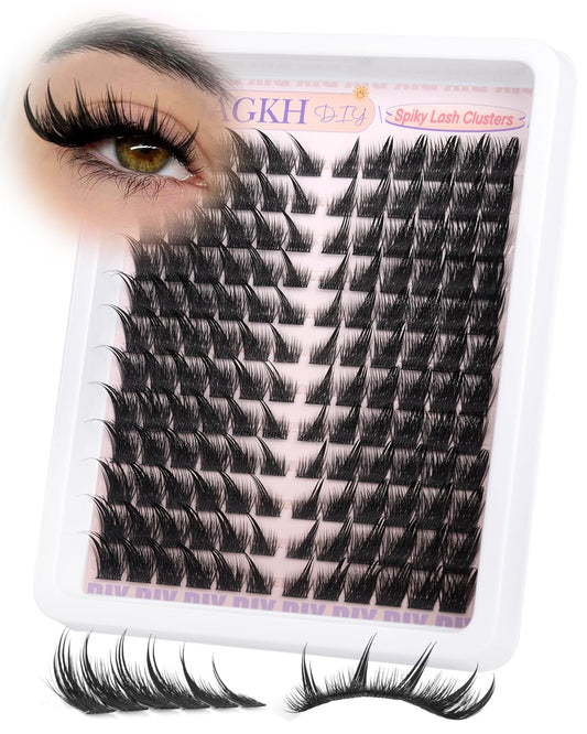 YDAGKH Lash Clusters Fox Eye Spikes Eyelash Extension Wispy Manga Cluster Eyelashes Fairy Spiky Cluster Eyelash Extensions 144Pcs Cat Eye Individuals Lashes Long DIY Volume Anime Lash Extension