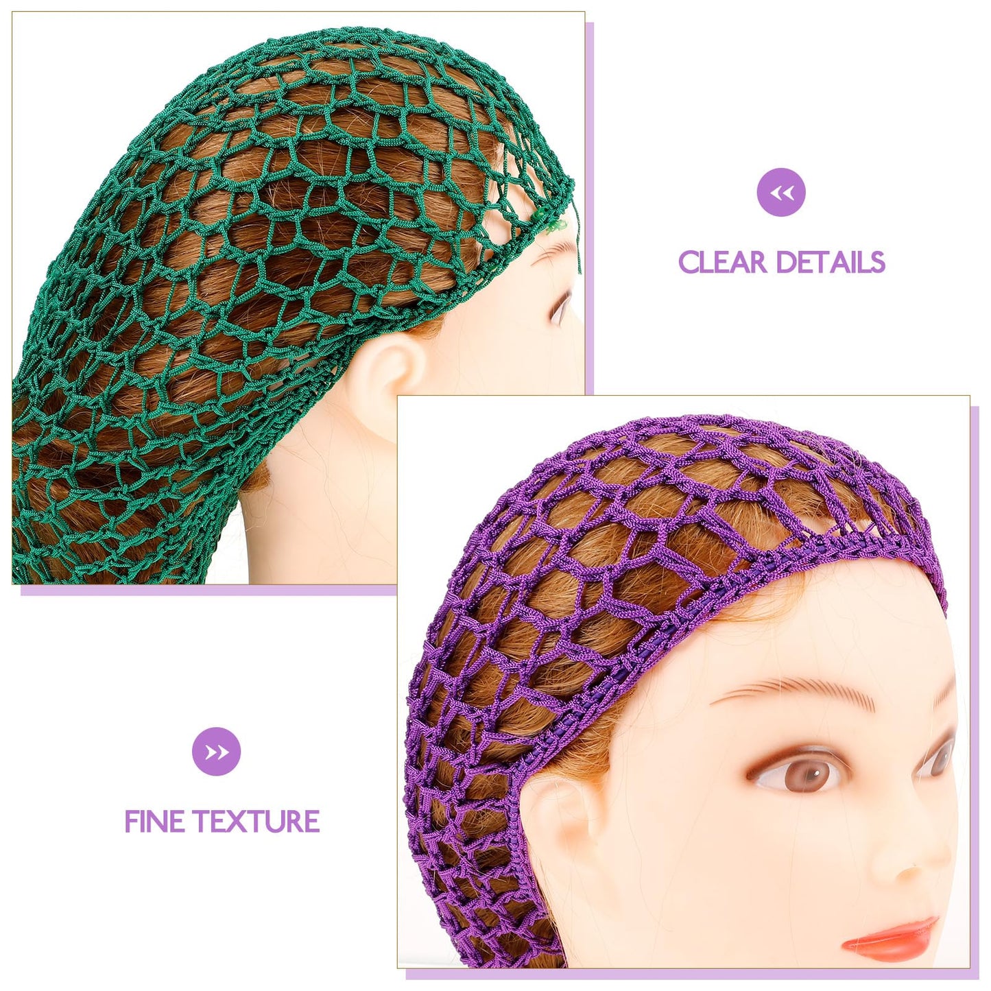 2 Pack Long Sleeping Hat Mesh Hair Protector Stretchy Crochet Net Cap Comfortable Fit 11.81X11.02 Inch Durable Night Hair Net for
