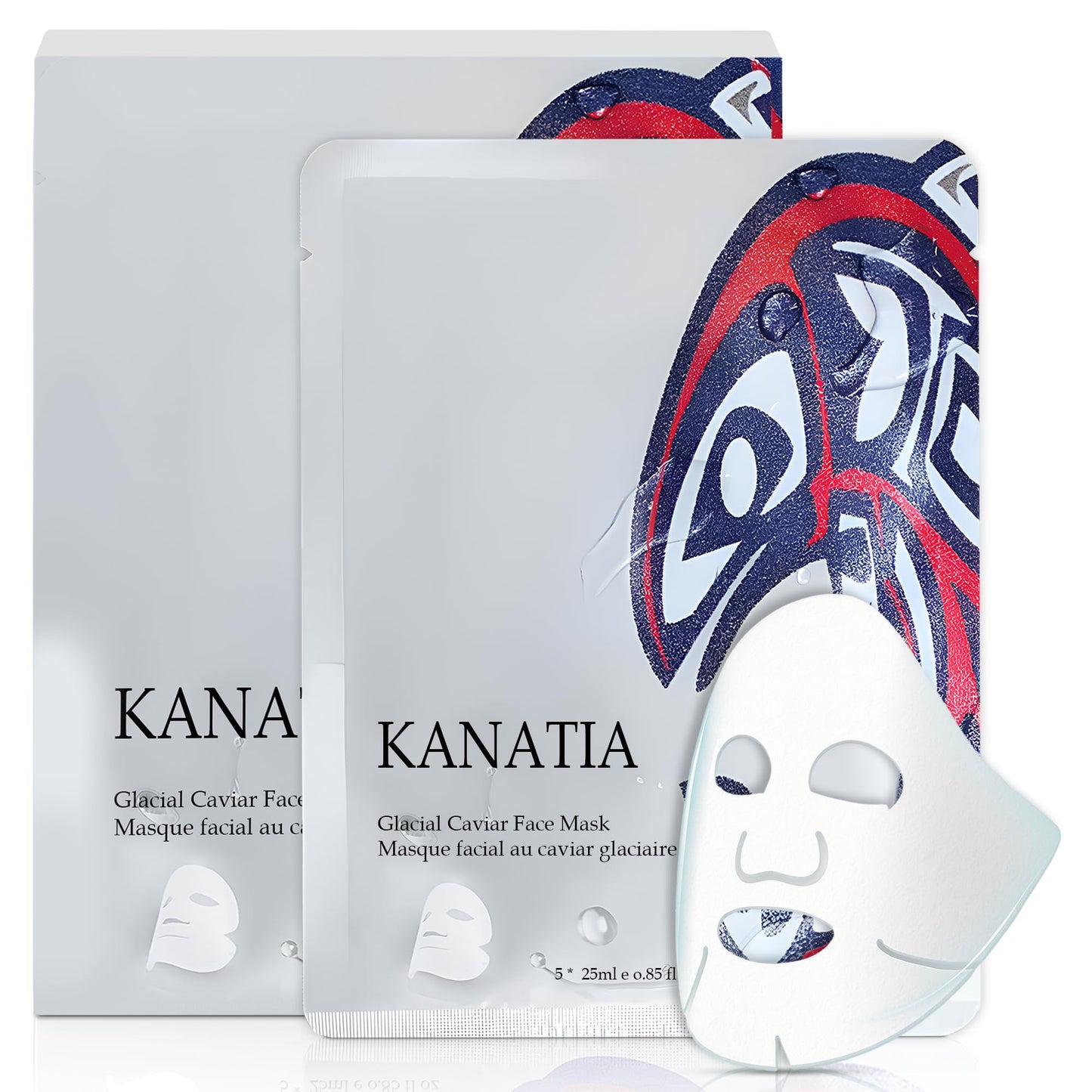 KANATIA Beauty Face Mask Skin Care, ADD Glacial Caviar Hydrating Anti-Aging for Dry & Sensitive Skin and ALL Skin Types, with Glacier Water, Green Sea Grapes, Vitamin C, Aloe Vera & Hyaluronic Acid, Anti-aging Face Mask