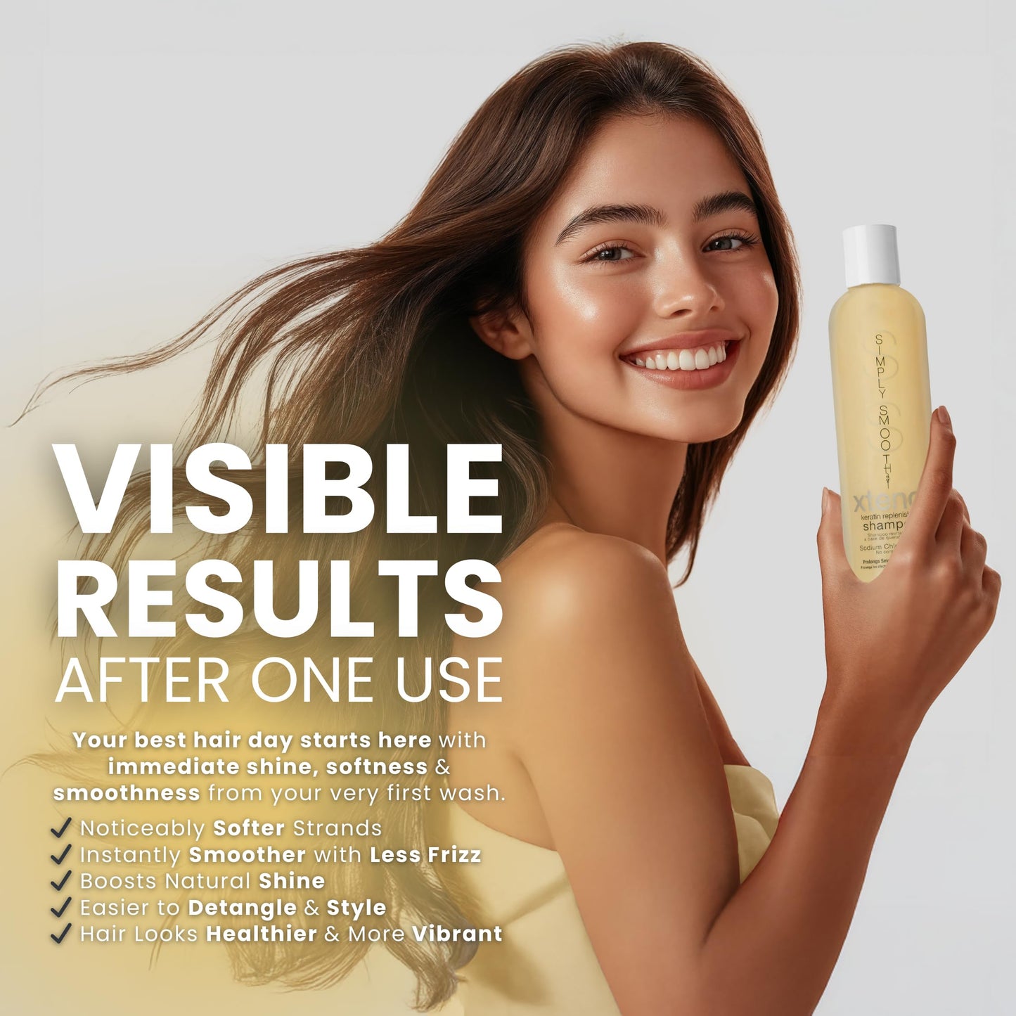 SIMPLY SMOOTH Xtend Keratin Replenishing Shampoo | Sulfate-Free Smoothing & Softening Cleanser | Restore & Strengthen Damaged Hair | Color Safe, pH Balanced, Salon Formula | 8.5 oz