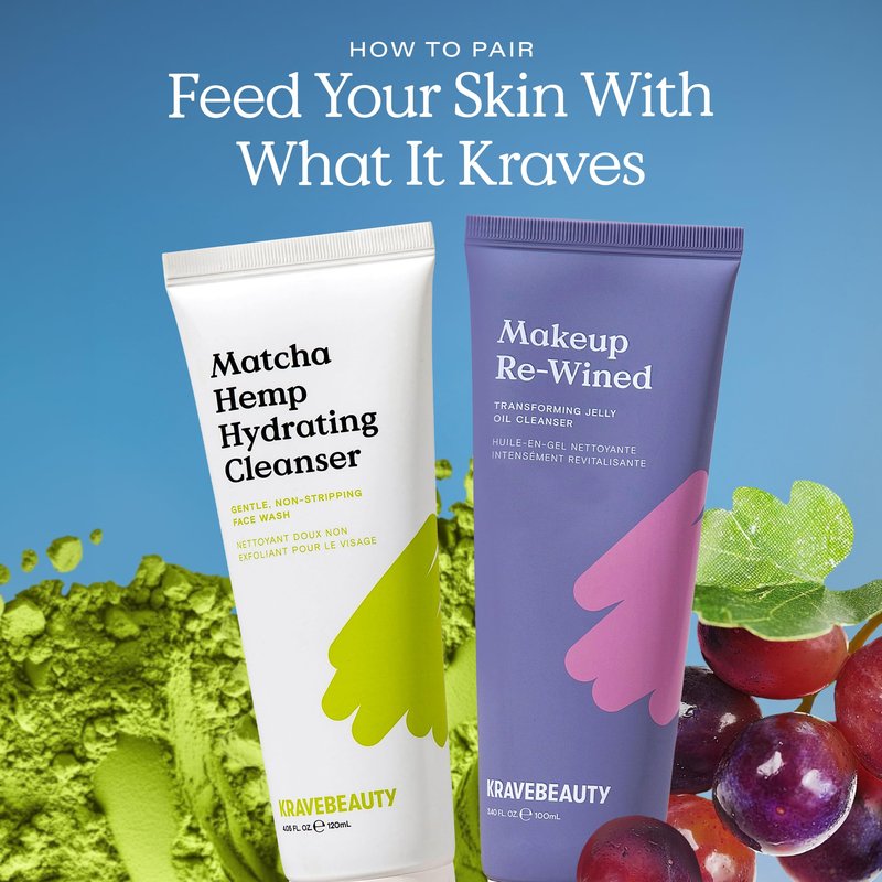 KraveBeauty Matcha Hemp Hydrating Cleanser for Dry or Sensitive Skin, Gentle, Non-Stripping Face Wash with Matcha, Hemp Seed Oil & Glycerin, Fragrance Free, 120ml