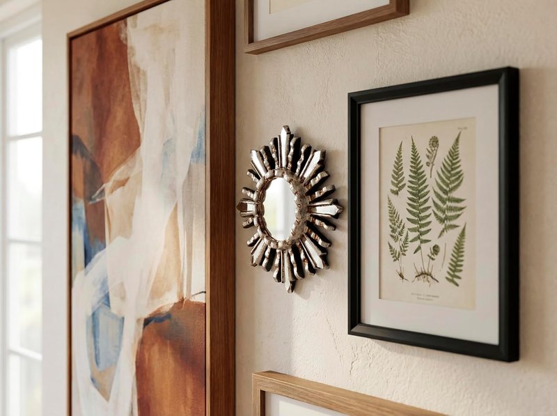 Sunburst Wall Mirror - Hand-Carved Peruvian Wood Round Decorative Accent | 6" Silver