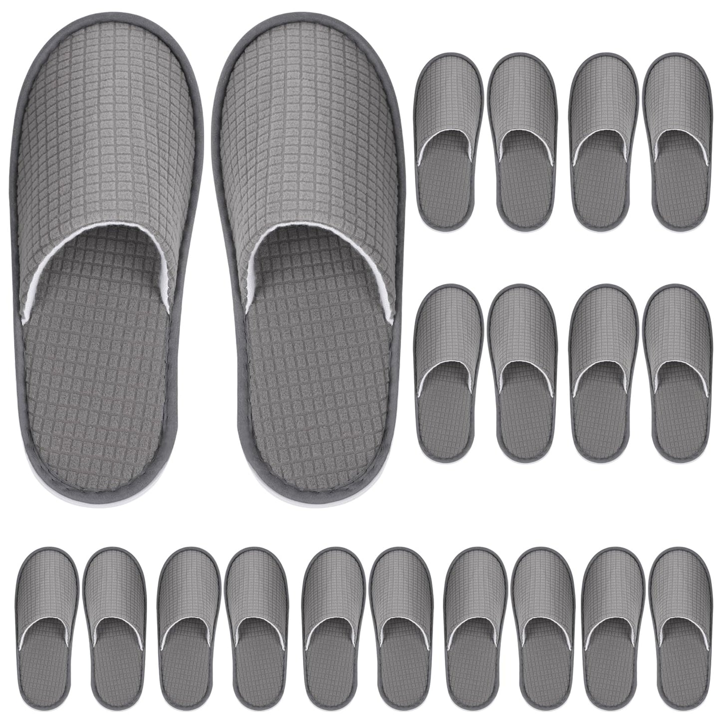 SynoRiver 10 Pairs Spa House Slippers, Non Slip Disposable Slippers For Guest, Washable Reusable, Can be Used as Women Men, House, Indoor, Bathroom, Bedroom, Hotel, Bride (Polar fleece（Grey）