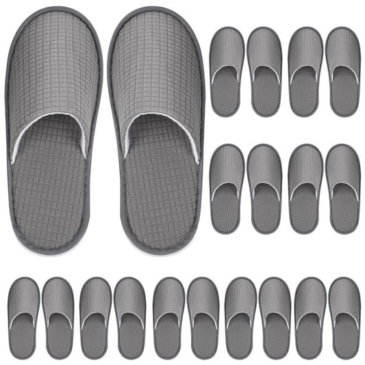 SynoRiver 10 Pairs Spa House Slippers, Non Slip Disposable Slippers For Guest, Washable Reusable, Can be Used as Women Men, House, Indoor, Bathroom, Bedroom, Hotel, Bride (Polar fleece（Grey）