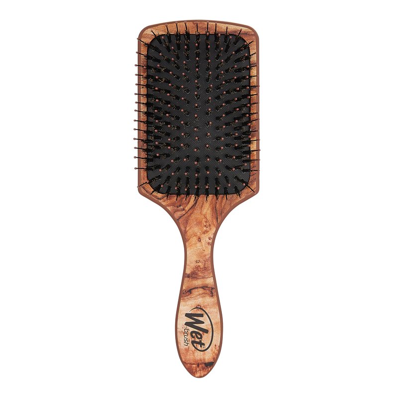 Wet Brush Paddle Hair Brush,Traditional Wood-Ultra-Soft IntelliFlexDetangling Bristles with AquaVentDesignForSpreading HairTreatmentsEvenly-Pain-Free Hair Brush For Women & Men,Shine Traditional Wood