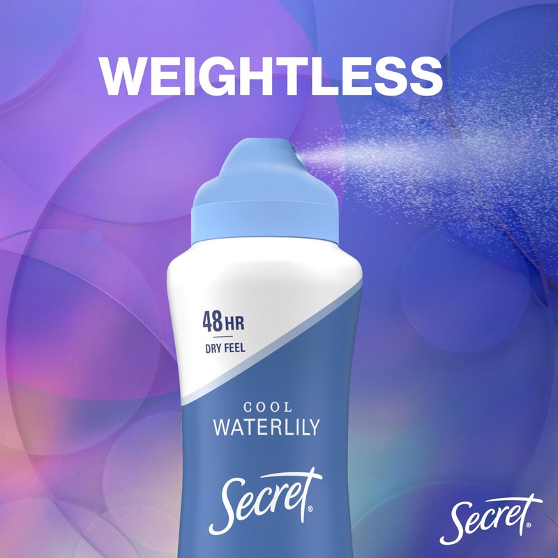 Secret Dry Spray Antiperspirant Deodorant for Women, 48hr Weightless Sweat & Odor Protection, Gentle on Skin, Waterlily & Argan Oil Scent, 4.1 oz (Pack of 3)