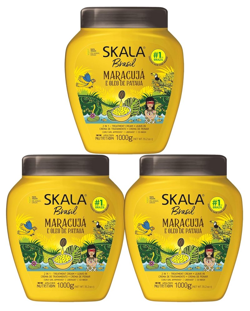 SKALA Maracuja Passion Fruit Curl Cream - Vegan & Cruelty-Free | Moisturizing Formula, 3 Pack (1000g Each)