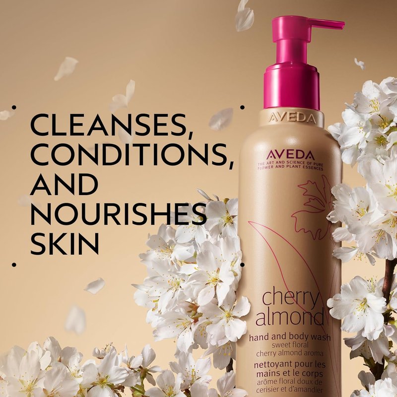 Aveda Cherry Almond Hand & Body Wash - Sweet Almond Oil & Cherry Blossom | Floral Aroma with Ylang Ylang, 97% Naturally Derived