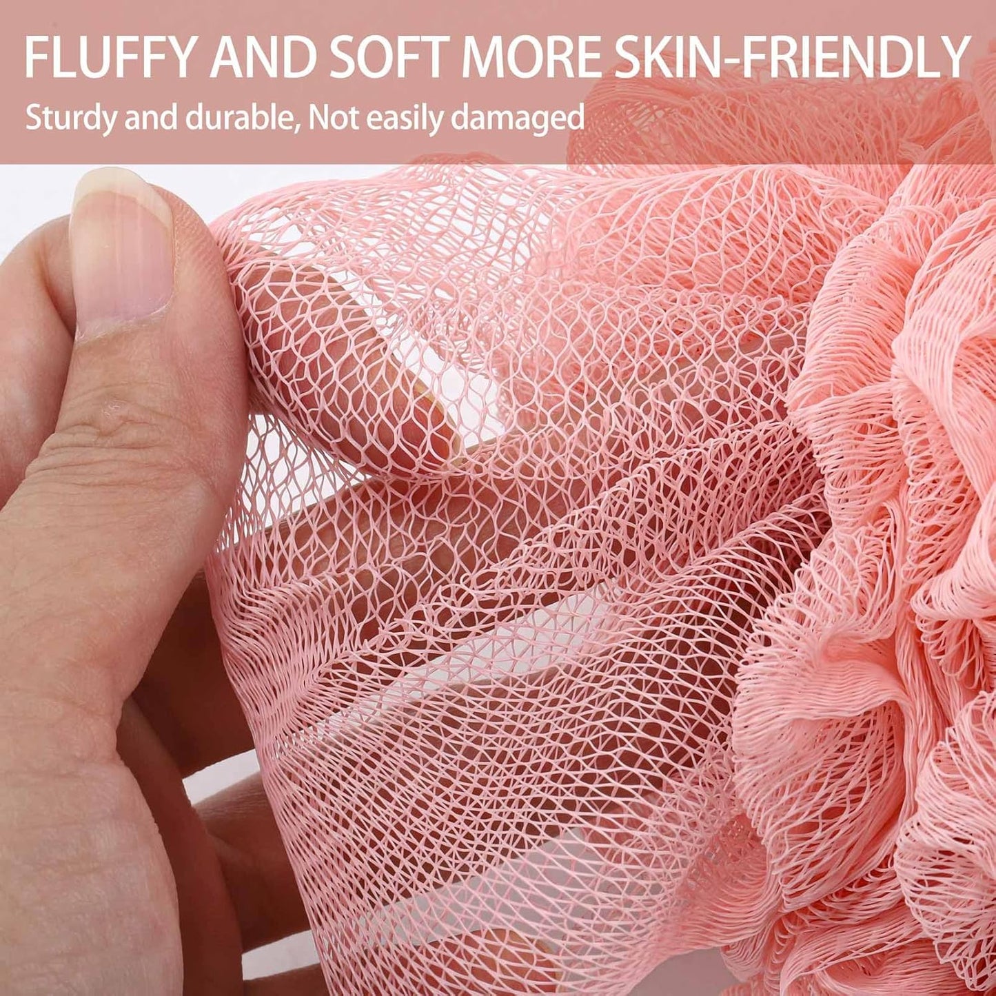BTYMS Loofah Sponge 60 Gram Shower Pouf Bath Scrunchies Shower Puff Exfoliating Body Wash Scrubber Bath Puffs for Washing - Set of 4