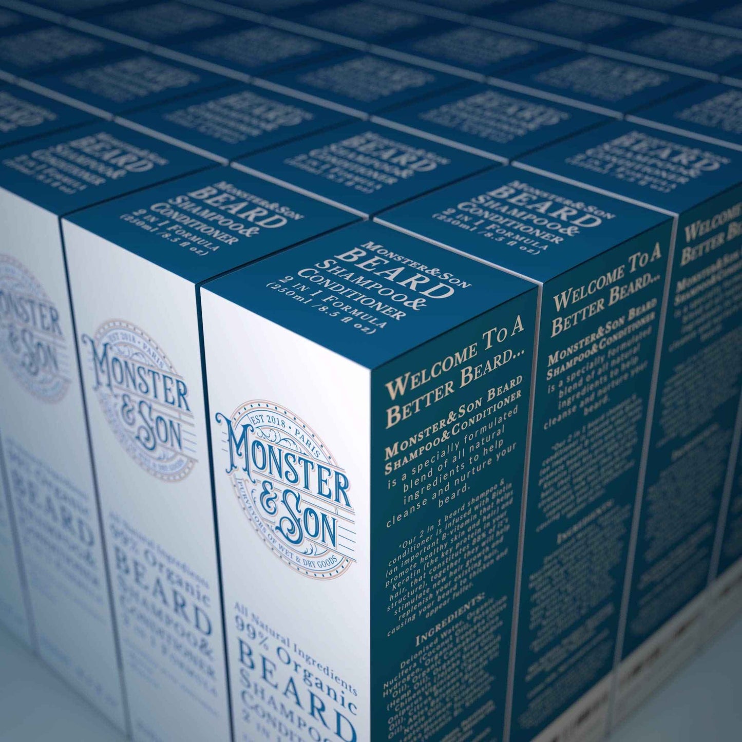 Monster&Son Organic Beard Shampoo & Conditioner 2 in 1 - Beard Wash with Conditioning For Men - Gentle Face Cleanser For Sensitive Skin - Hypoallergenic, Paraben & Sulphate Free - Long Lasting 250ml