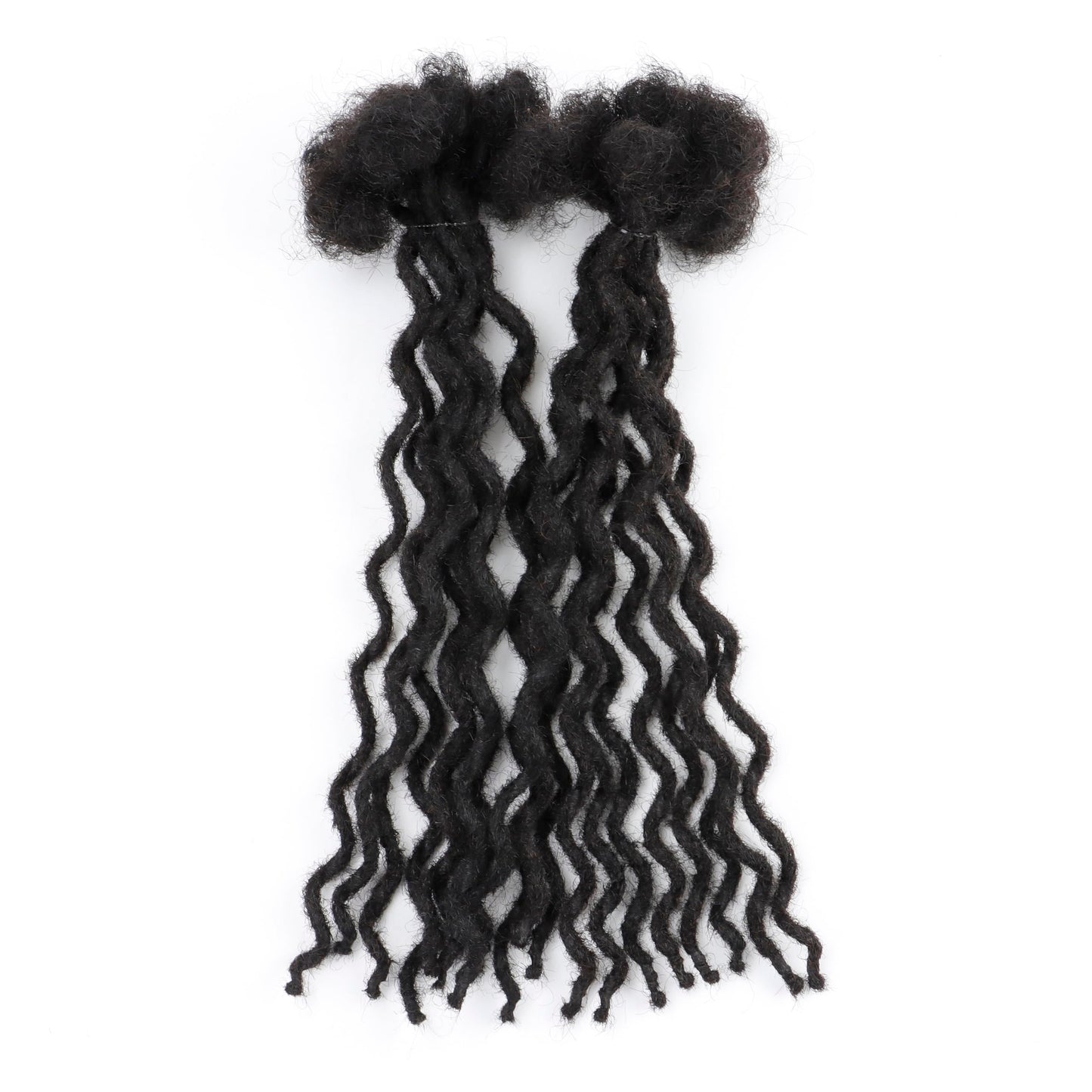 10 inch 10 Strands Curly Wave Loc Extensions Human Hair, 0.4cm Width Real Human Hair Dreadlocks Extensions for Man/Women Full Handmade Dreads Can be Dyed