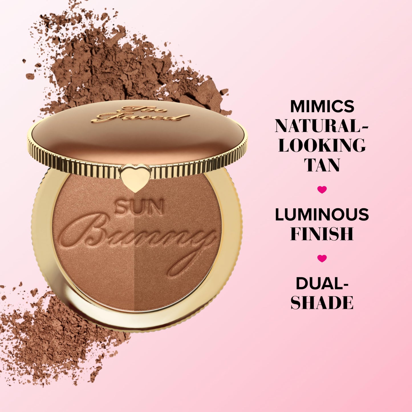 Too Faced Sun Bunny Bronzer | Buildable Highlighter + Bronzer Duo for Luminous Glow and Sun-Kissed Finish, 0.28 Ounce