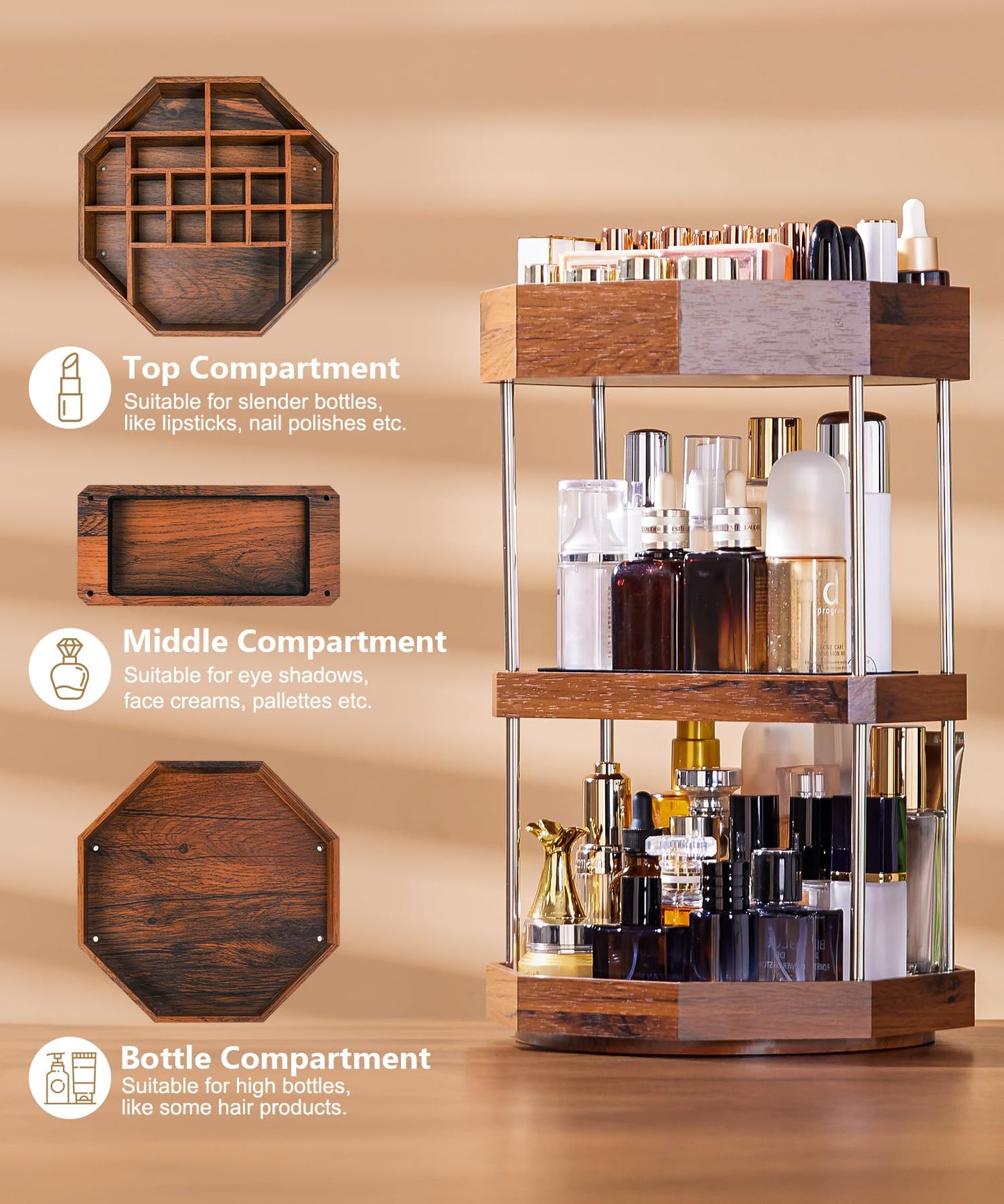 Homde Makeup Organizer 360 Degree Rotating Cosmetic Storage Display Perfume Organizer Cologne Organizer