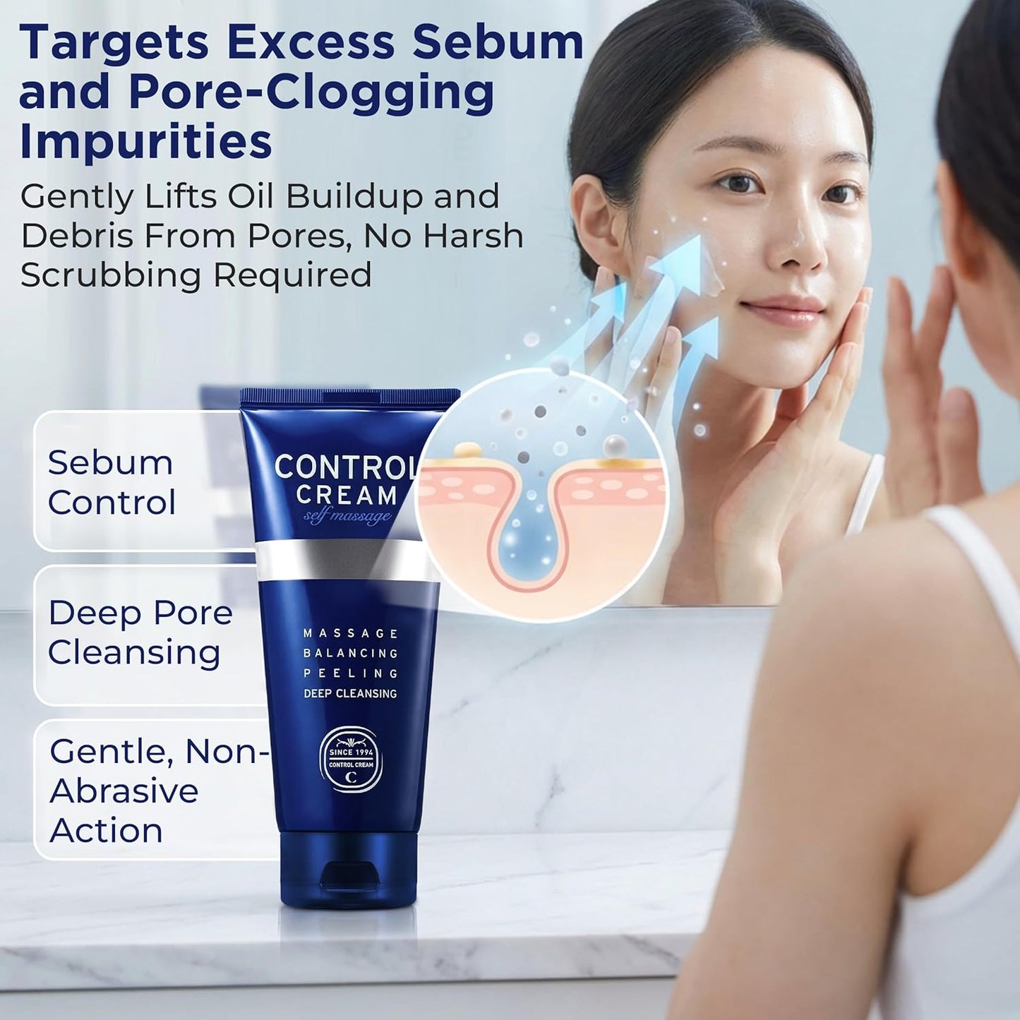 Korean Face & Body Control Cream - Gentle Exfoliation, Deep Hydration, Smooth Skin | 5.07 oz