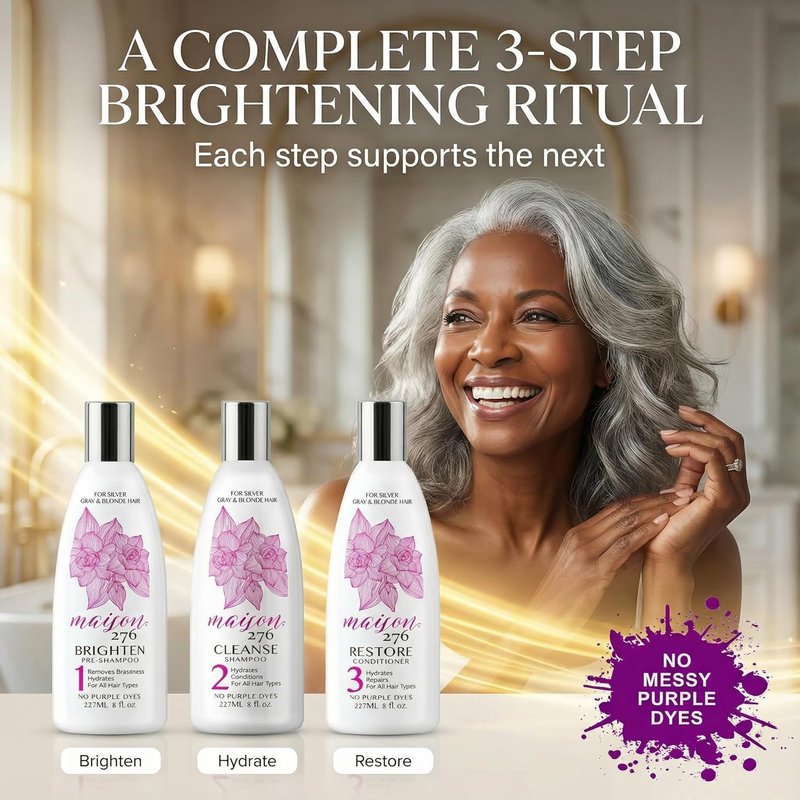 Maison 276 Silver & Blonde Hair Care Set - 3-Step Shampoo, Conditioner & Pre-Shampoo | Sulfate-Free, 24 oz Total