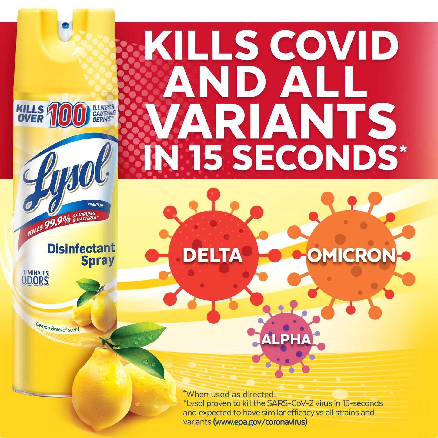 Lysol Disinfectant Spray, Lemon Breeze, 19oz, Clear