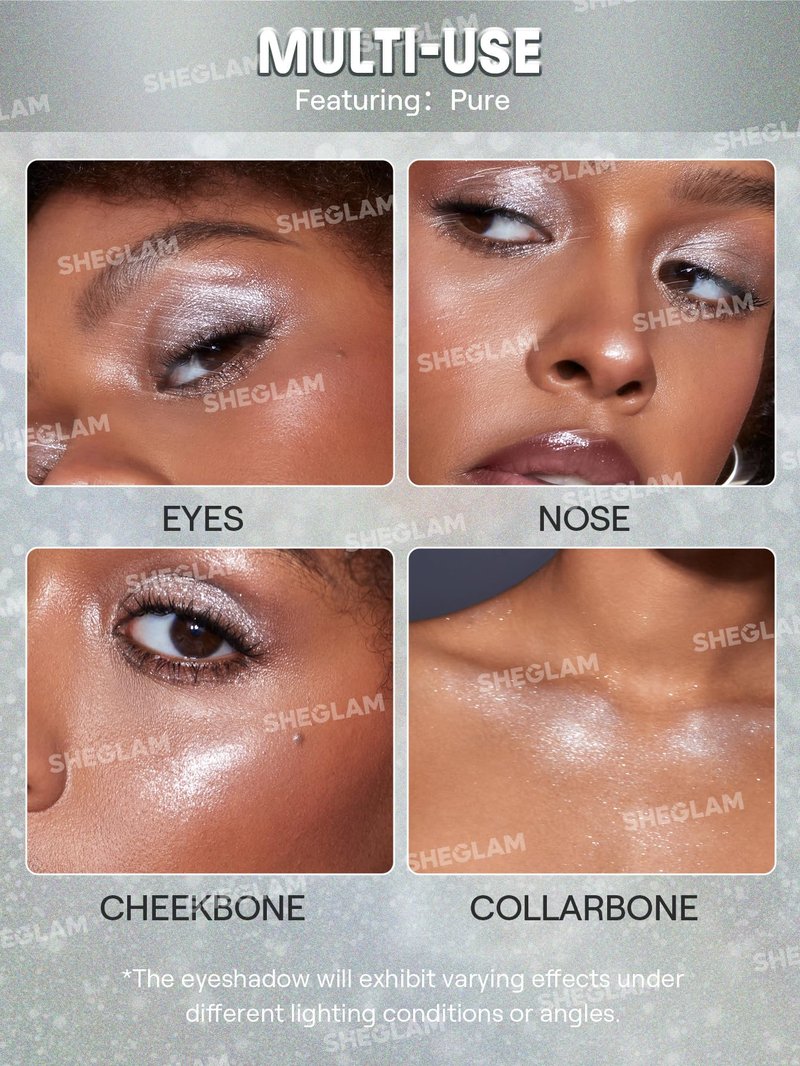 SHEGLAM Enigma Sparkly Eyeshadow Longwear Eyeshadow Single, High-Pigment Eye Shadow Compact, Smooth & Blendable Colors-Pure