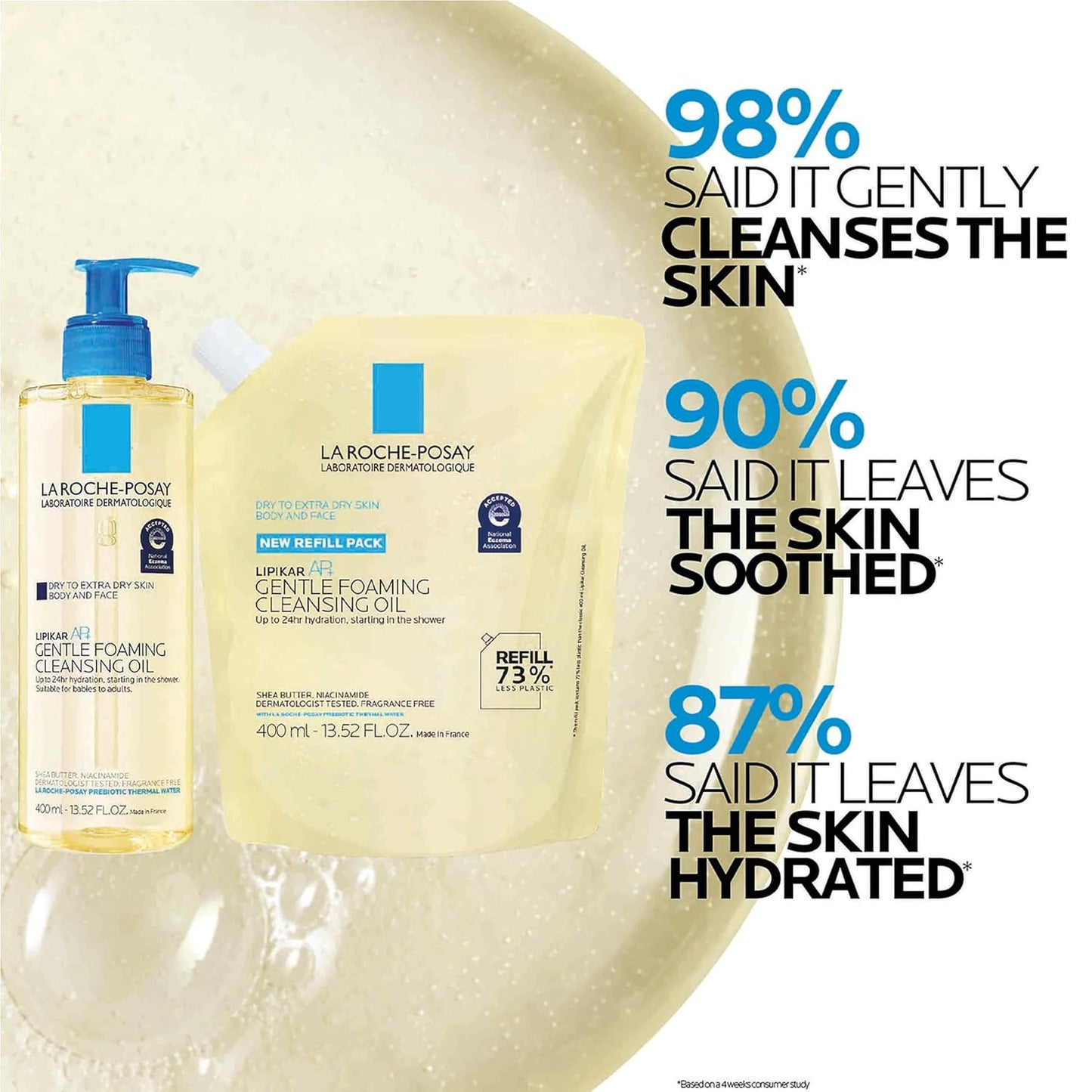 La Roche-Posay Lipikar AP+ Gentle Foaming Cleansing Oil - 400ML | Niacinamide Formula for Face & Body Hydration