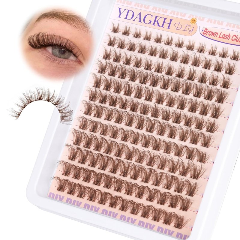 Natural Brown Lash Clusters - Wispy Eyelash Extensions with Invisible Band | 8-16mm D Curl Individual Lashes
