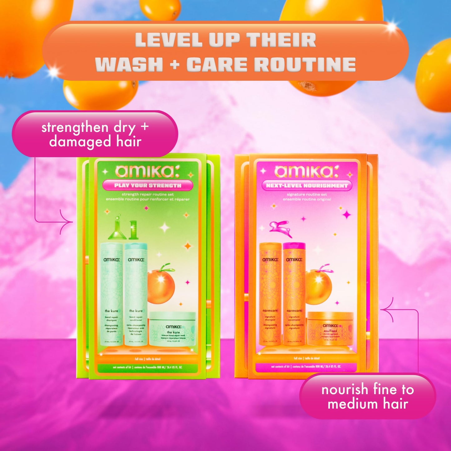 amika play your strength: strength repair routine set