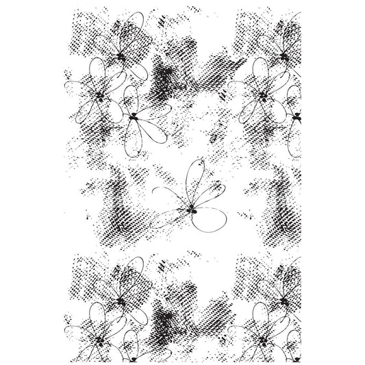 Prima Marketing DOLL9-10228 Mixed Media Doll Cling Rubber Stamps, Floral Texture Background