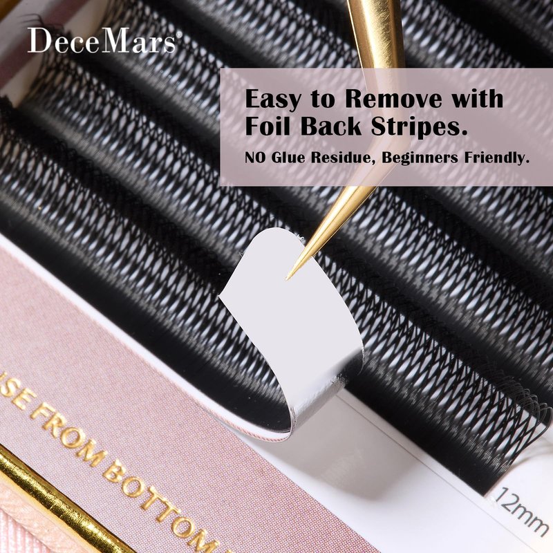 DeceMars 8D U Shaped Eyelash Extensions Easy Fans Double Tips 4D Russian Volume Crisscross Eyelashes Natural Soft YY Lash Extensions Handwoven Mesh Wispy Clusters Matte Black-0.07mm-D-8-15mm Mix