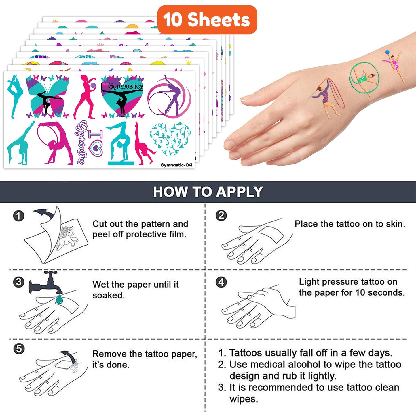 115 PCS Gymnastics Gymnast Gymnastic Temporary Tattoos - Cheerleading