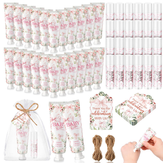 24 Sets Baby It's Cold Outside Baby Shower Hand Creams and Pink Hot Cocoa Lip Balms Gift Sets Winter Wonderland Christmas Party Favors Travel Size Hot Cocoa Bridal Shower Party Supplies for Guests