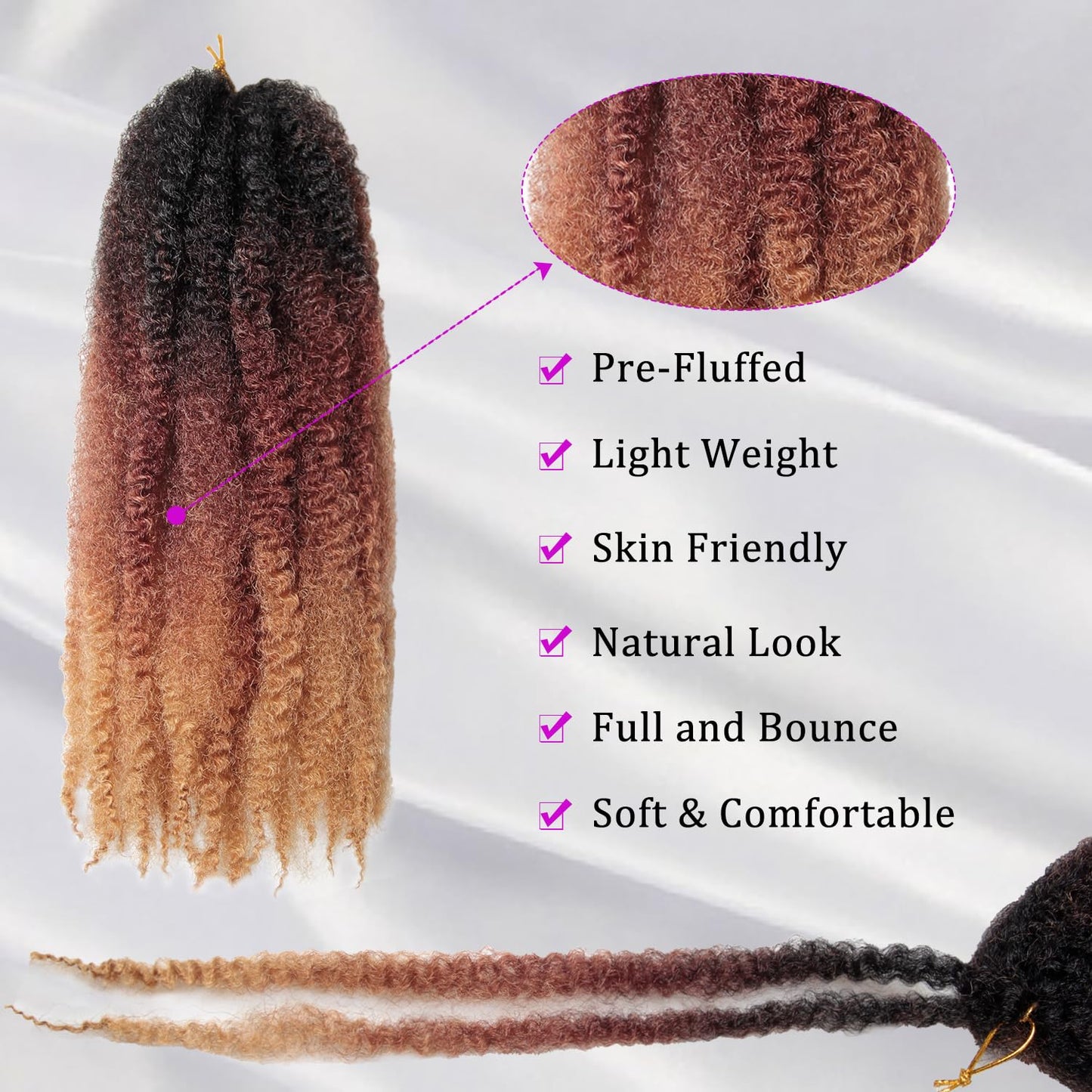 Marley Twist Braiding Hair, 1B/30/27, 18 inch, 8 Packs