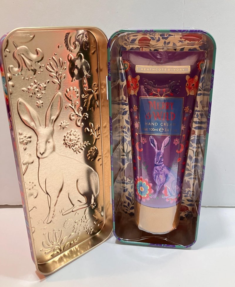 Heathcote & Ivory Merry & Wild Hare Hand Cream Tin 3.4oz