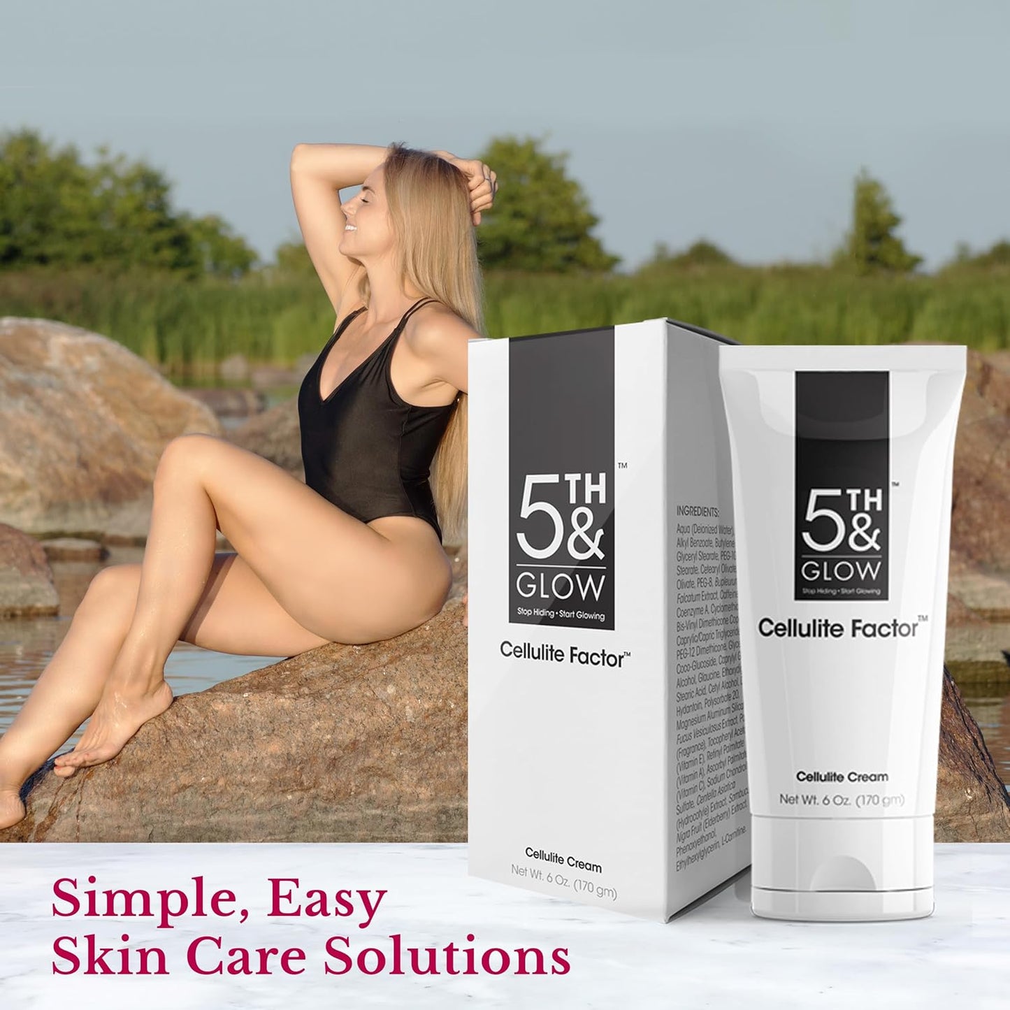 5th & Glow Cellulite Factor | Skin Tightening Cream for Body, Thighs & Butt - Firming Anti-Cellulite Lotion - 6 oz