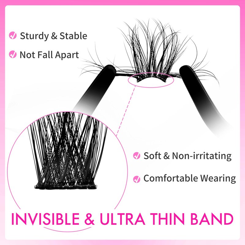 VEYESBEAUTY Lash Clusters Kit Fluffy Individual Lash Extensions Xtreme 3D Layered Volume Eyelashes kit Thin & Invisible Band Wispy Spider Faux Mink Lash 10-18mm with Bond&Seal Remover Applicator
