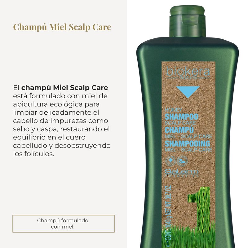 Salerm Biokera Natura Honey Scalp Care Shampoo, 1000 Milliliter