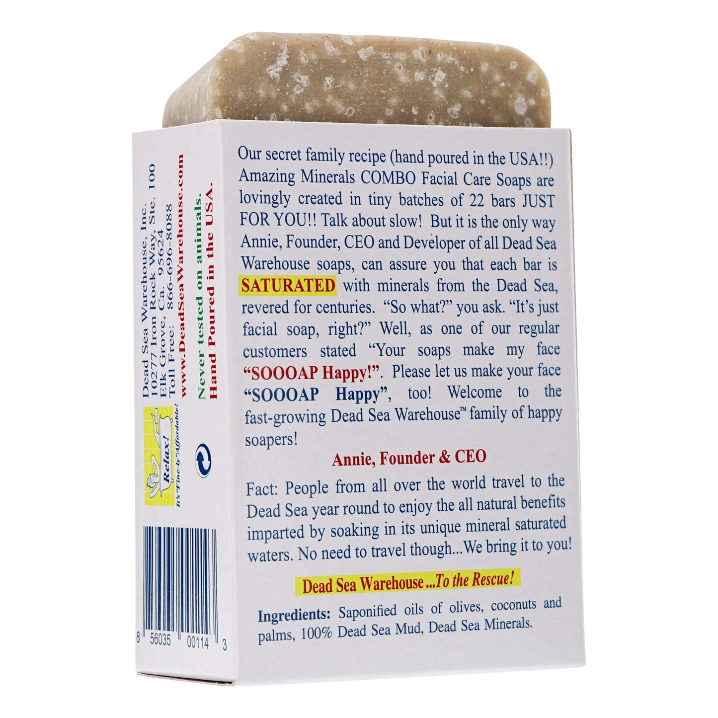 Dead Sea Warehouse - Dead Sea COMBO Facial Care Bar - Face Soap for Women and Men - Clarifying Dead Sea Mud & Salt Soap for Combination Skin, Handmade & Unscented, 3.5 oz - 4 Pack
