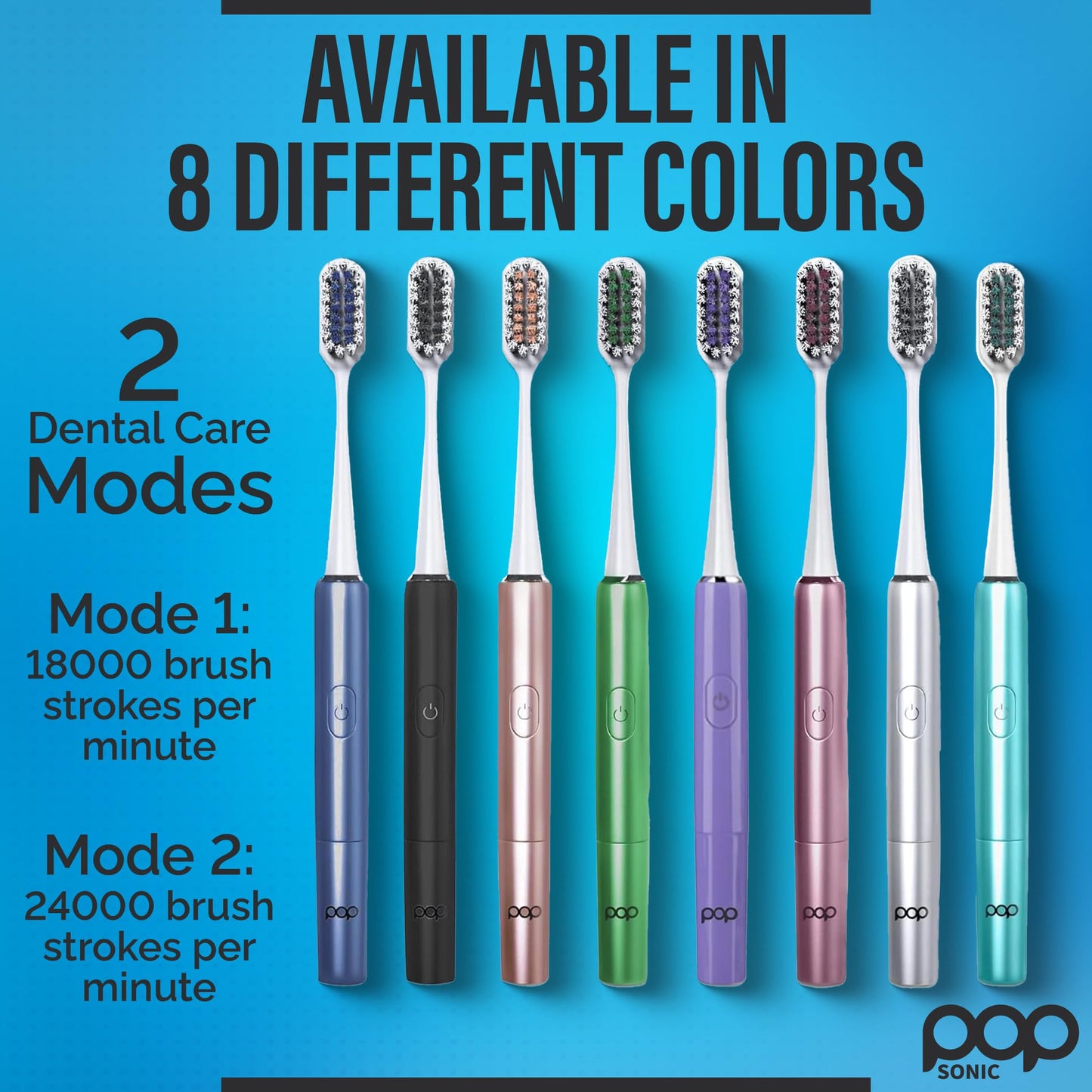 Pop Sonic Electric Toothbrush – Electric Toothbrush for Adults – Bathroom Essentials & Travel Essentials – Dupont Nylon Bristles –18000-24000 Strokes/Min w/AAA Battery – 2 Speed – Go Plus (Rose Gold)