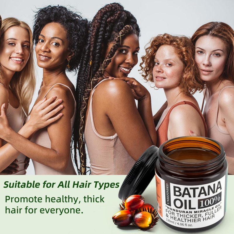 Batana Oil for Hair Growth Dr. Sebi 100% Natural, Unrefined and Organic Batana Oil from Honduras, for Frizz, Split Ends, Texture & Shine, 4.06 Ounce Jar