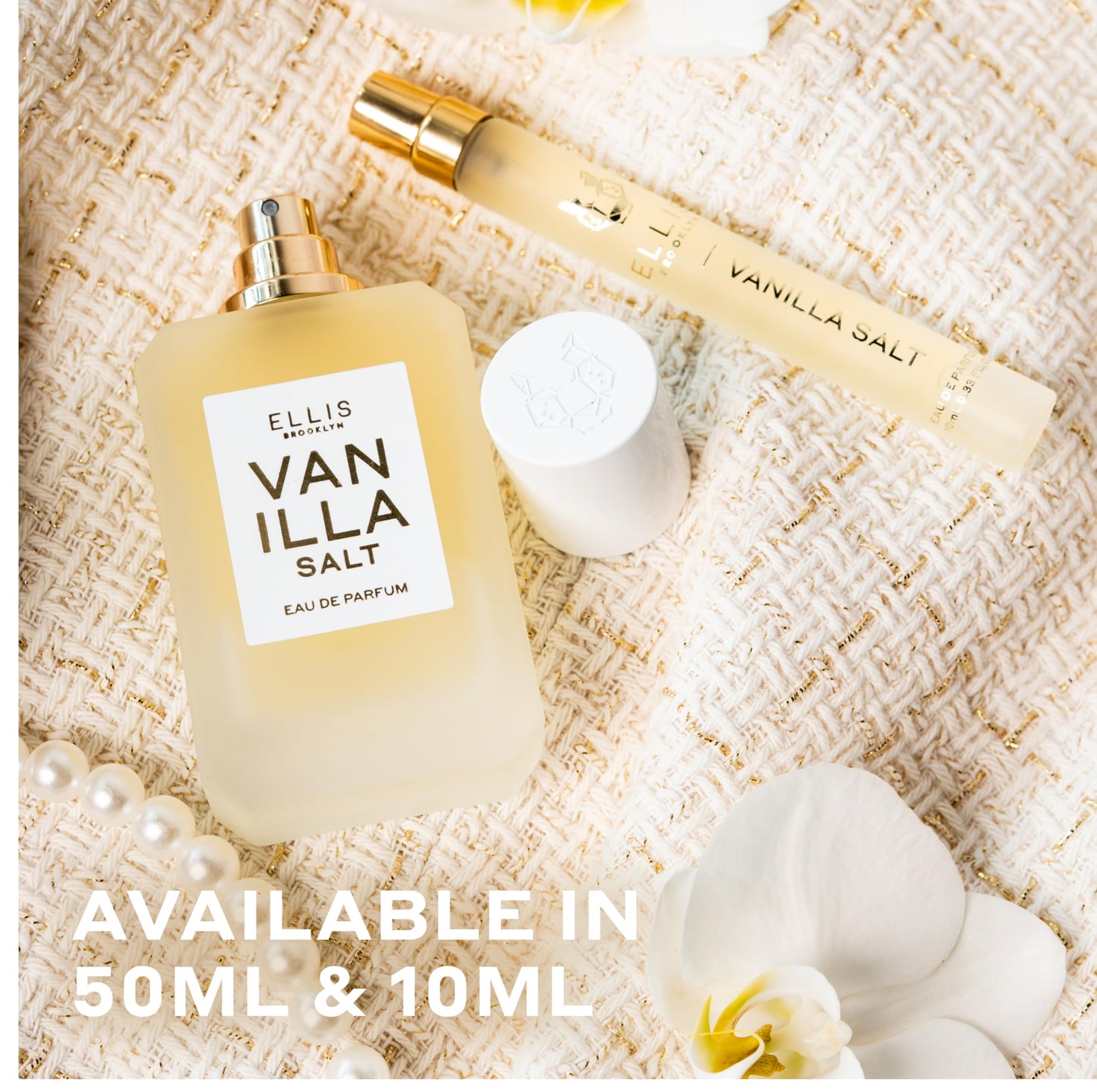 Ellis Brooklyn VANILLA SALT Eau de Parfum Travel Spray 0.33oz / 10ml - Gourmand Vanilla Perfume with Sea Salt, Luminous Musk, and Jasmine- Clean, Vegan, Cruelty-Free, Long Lasting Perfumes for Women
