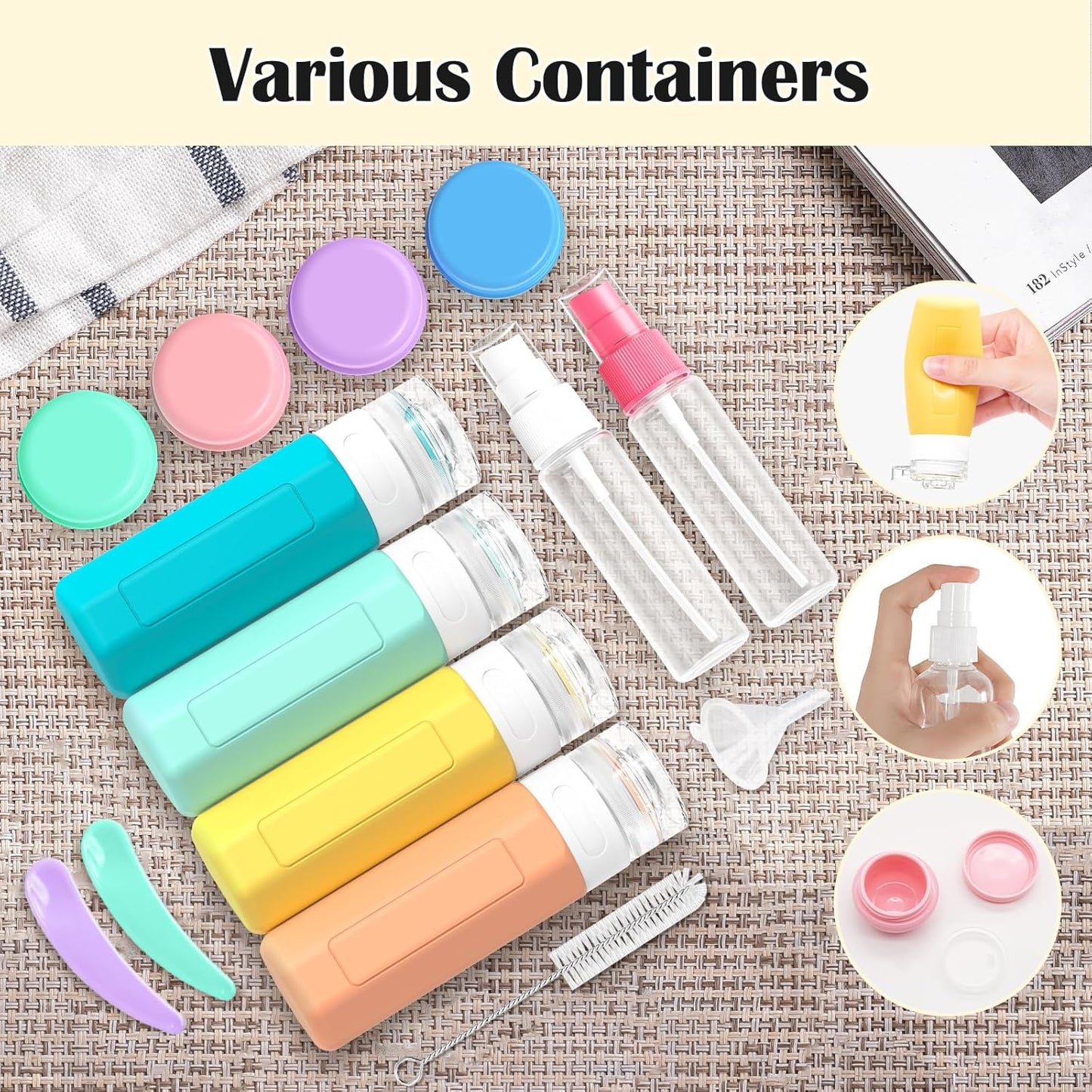 Redfly 17PCS Travel Bottles for Toiletries, TSA Approved Travel Size Containers, Leak Proof Travel Containers for Toiletries, Silicone Travel Kit for Shampoo, Conditioner, Lotion & Creams Purple