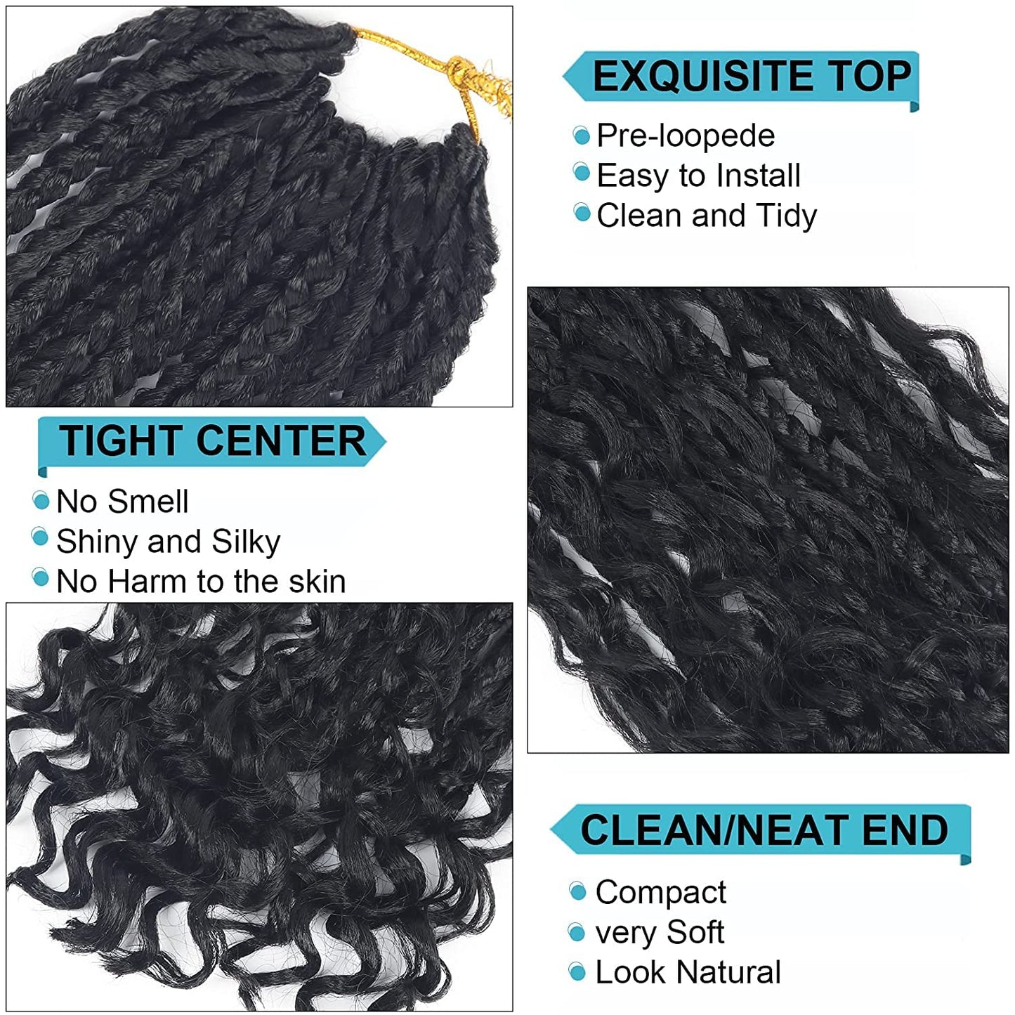 Goddess Box Braids Crochet Hair - 12 Inch Curly Ends | 8 Packs Synthetic Braiding Extensions for Black Women
