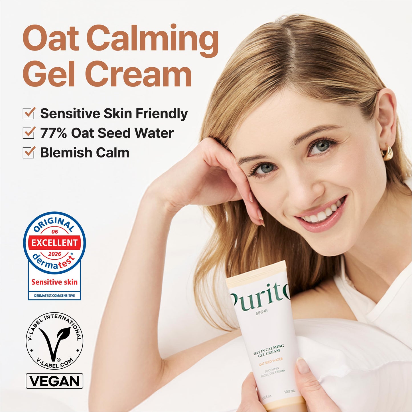 PURITO Oat Calming Gel Cream | Face Moisturizer for Blemish Calm & Lightweight Hydration | All skin types, sensitive and blemish-prone skin | Non-Comedogenic | Korean Skincare, 100mL, 3.38 fl.oz