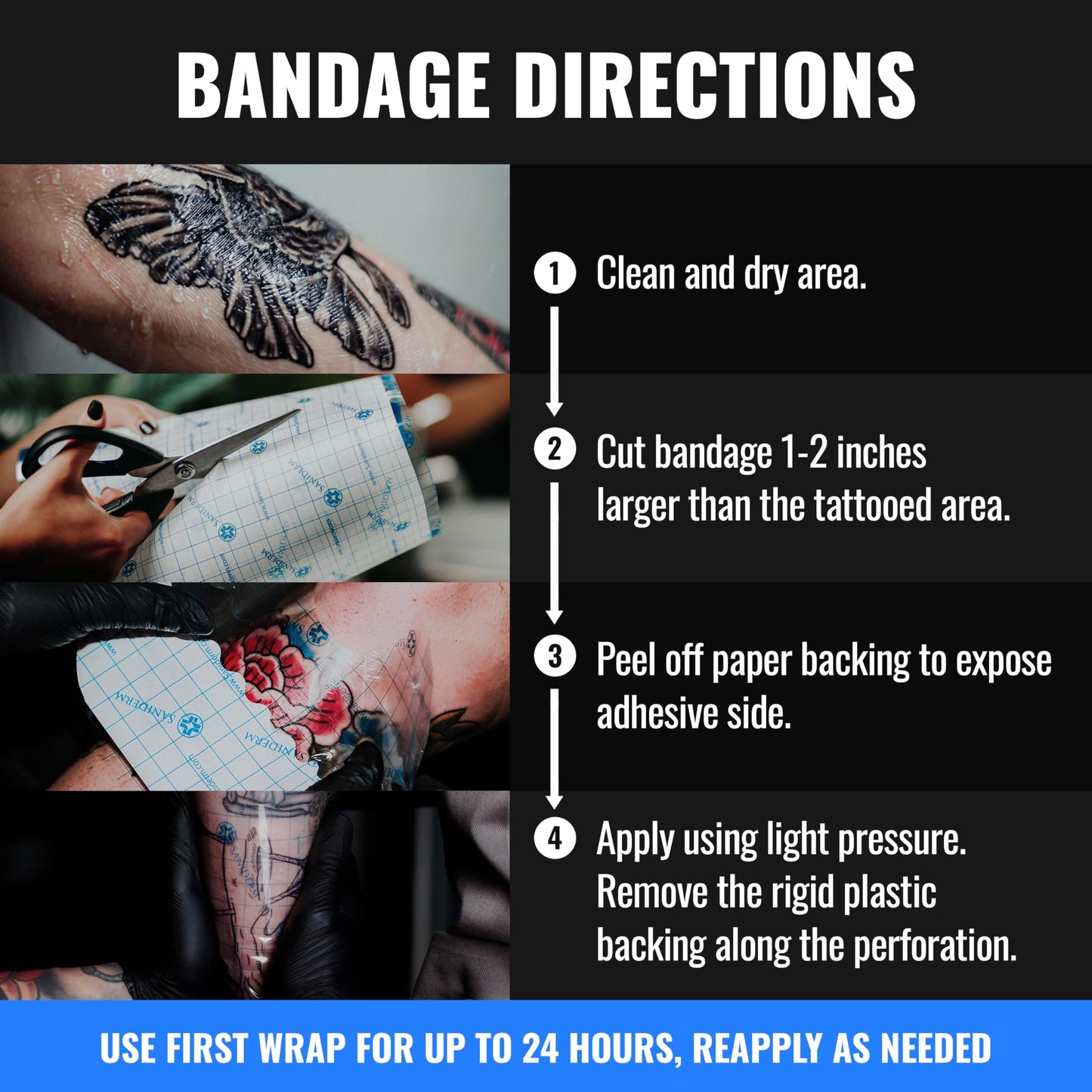 Saniderm Original Tattoo Aftercare Bandage (Personal Roll, 10.2 in x 2 yd)