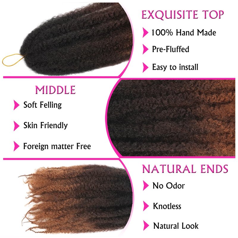 Marley Twist Braiding Hair 18 Inch Marley Hair 8 Packs Kinky Twist Hair Extensions for Afro Kinky Curly Braiding Soft and Natural Crochet Hair (18 Inch 8packs,1b/4/30)
