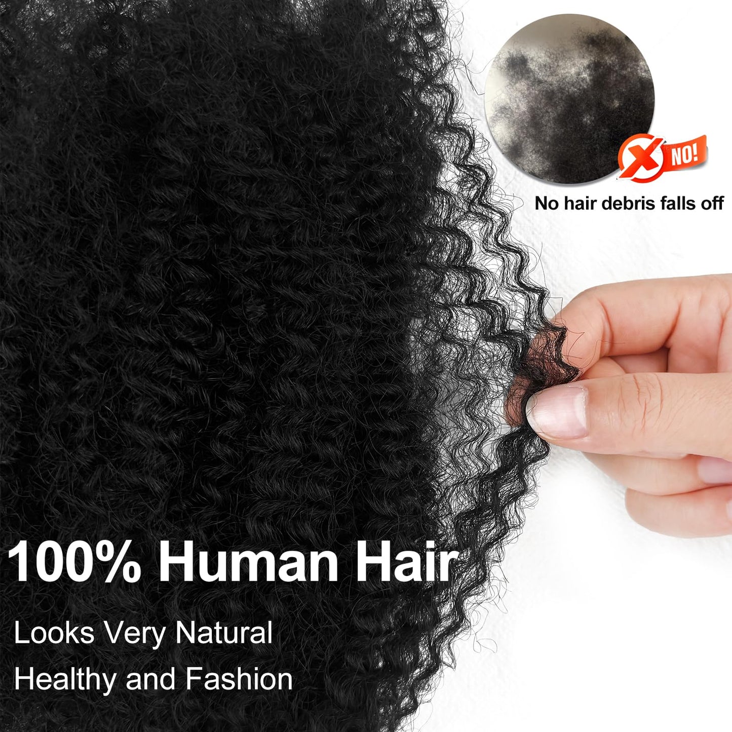 Paraglame Afro Kinky Bulk Human Hair Natural Black Afro Kinky-Curly Human Hair Bulk For Mini Twist Raw Virgin Texture 8 Inch Unprocessed Extension for Braiding(2Bundles, 8 Inch)