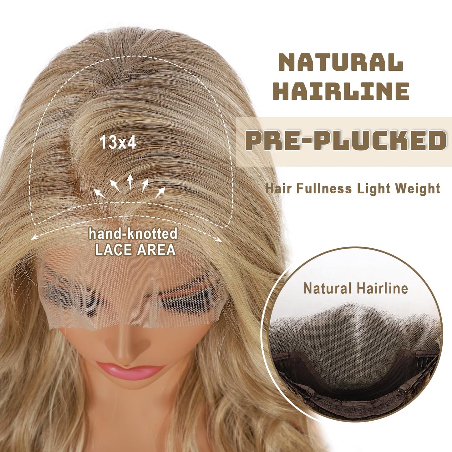 BABEHERS Honey Brown Lace Front Wig 13x4 Pre Plucked Body Wave Synthetic Lace Front Wig for Women Highlight Heat Resistant Hair 22 Inch Daily Use
