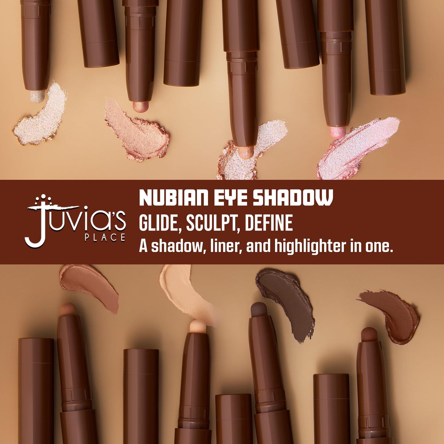 Juvia's Place Nubian Eyeshadow Stick Shimmer - Casablanca - Waterproof, Buildable Eye Shadow Stick for Women - Long-Lasting, Crease-Proof, Easy Blendable Cream Eyeshadow for Day & Night Look