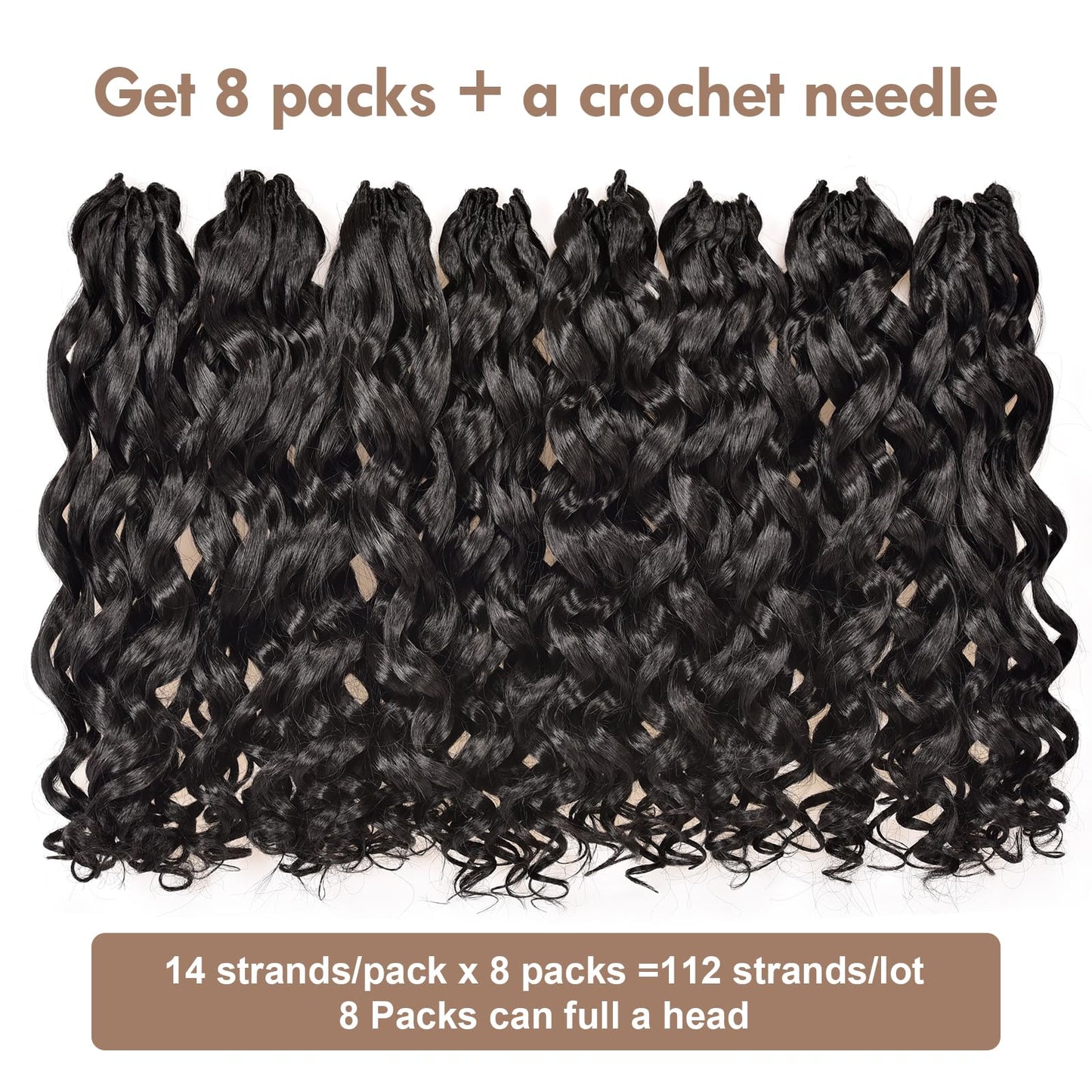 ToyoTress GoGo Curl Crochet Hair - 12 Inch 8 Packs Natural Black Beach Curl Crochet Hair, Short Curly Ocean Wave Water Wave Deep Twist Crochet Braids Synthetic Braiding Hair Extensions (12 Inch, 1B)