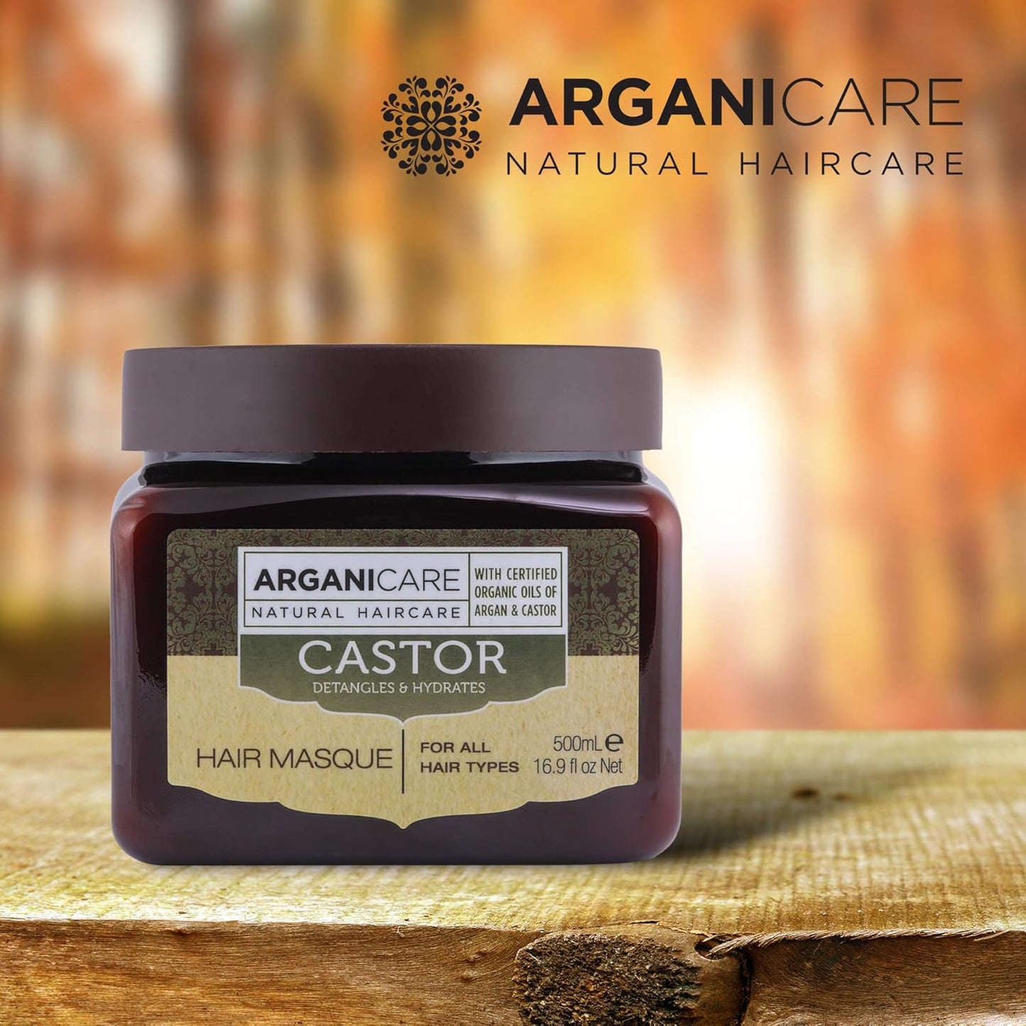 Arganicare Natural Organic Castor Oil & Argan Oil Hair Mask - Deep Conditioning Treatment for Dry, Damaged Hair | 16.9 Fl. Oz.